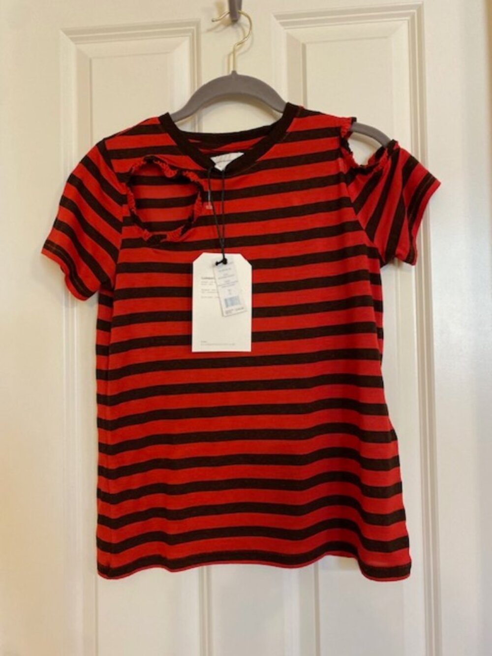 Current Elliott The Brittan Tee Short Sleeve Haute Red And Charcoal Size 0/XS